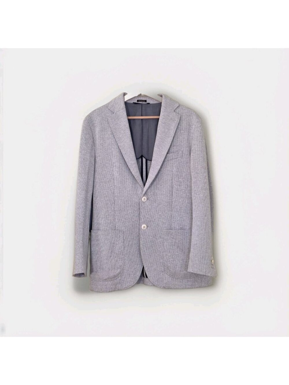Massimo Dutti Knit Blazer Mens 38R / EU 48 Gray Unstructured Microtextured Edgy